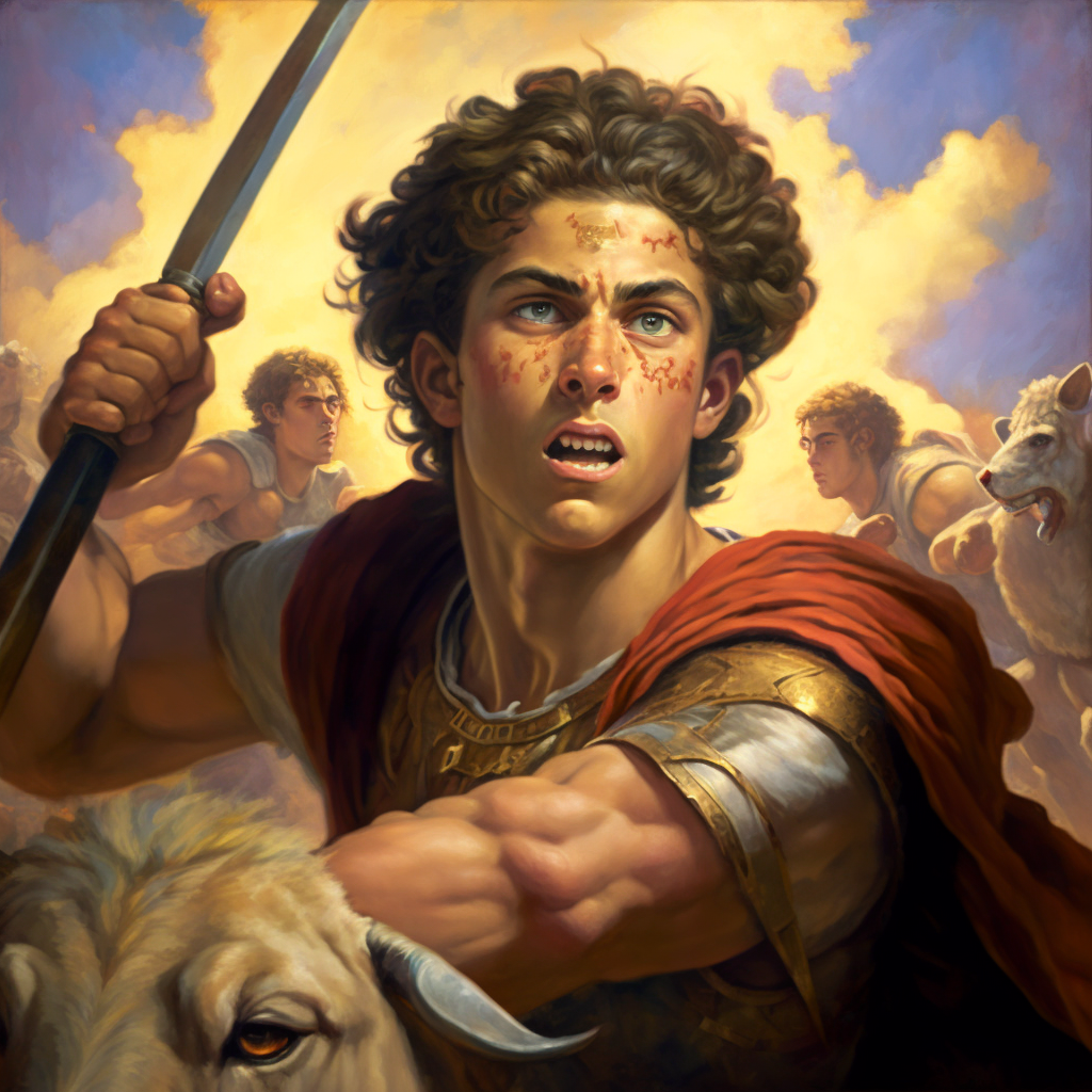 The young King David in battle - AI generation, Voices In Israel